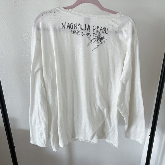 Magnolia Pearl Love Supply Co Cupid Long Sleeve Distressed Tunic Oversized Tee - Picture 1 of 5
